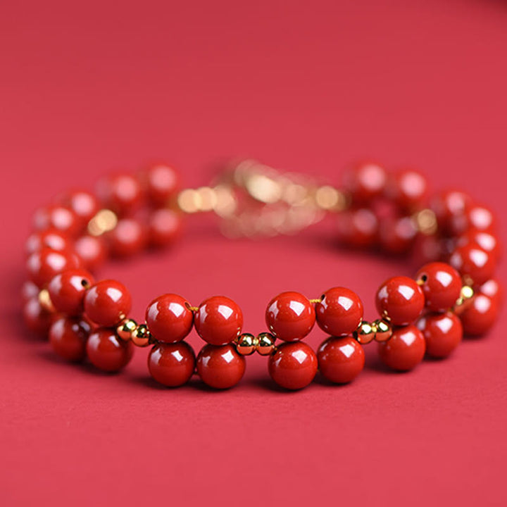 Pulsera de bendición con cuentas de cinabrio natural de Buddha Stones