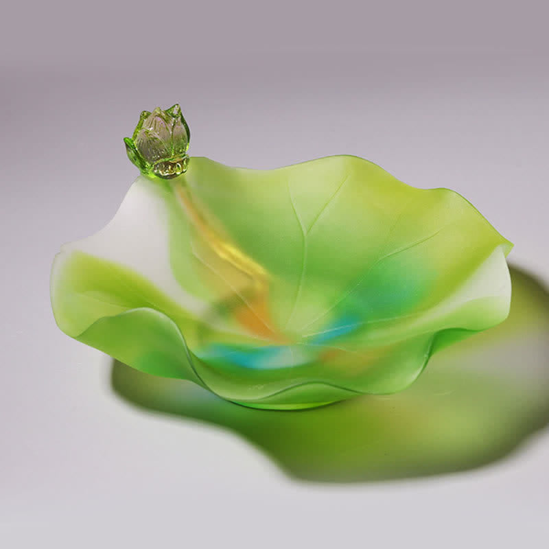 Pieza de arte de cristal Liuli hecha a mano de loto Feng Shui, decoración para el hogar y la Oficina - image 6
