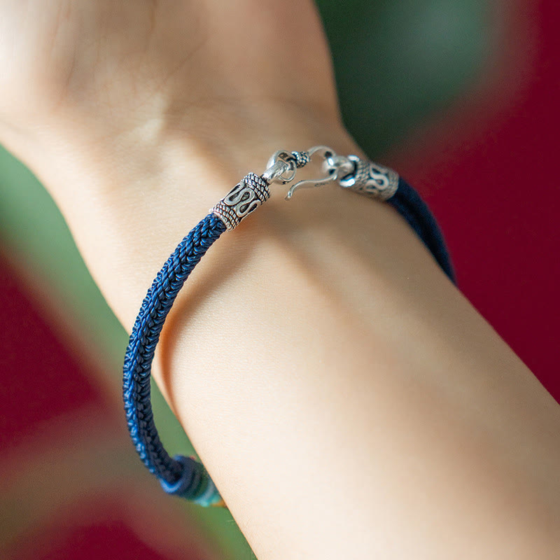 Pulsera trenzada de pureza Om Mani Padme Hum tibetana de plata de ley 925 hecha a mano con Buddha Stones - image 10