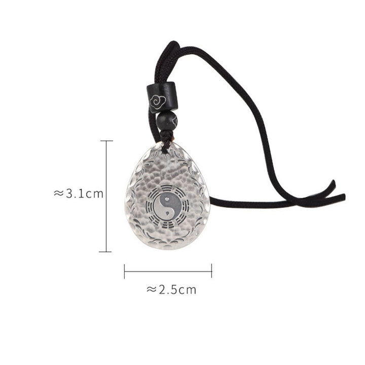 Buddha Stones Vintage Plata de Ley 999 Yin Yang Bagua diseño de gota de agua equilibrio armonía collar colgante - image 16