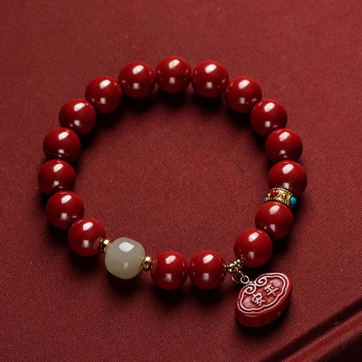 Pulsera con dijes de protección curativa de jade cinabrio con Buddha Stones