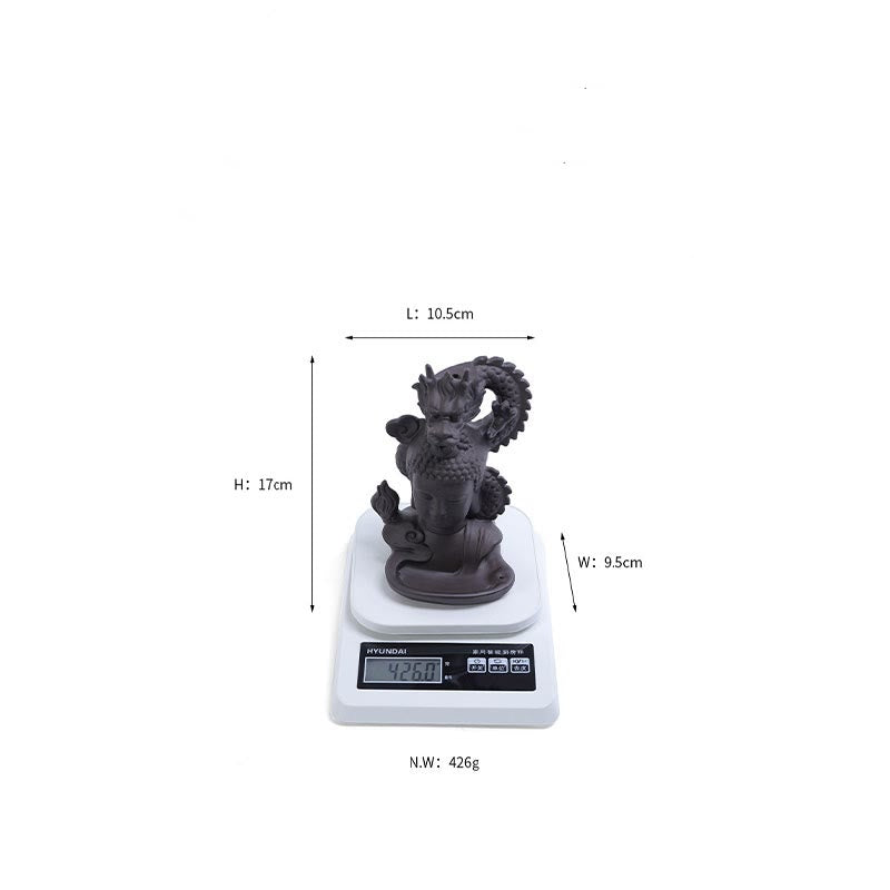 Buddha Stones, dragón, Buda, nubes propicias, arcilla púrpura, decoración de quemador de incienso curativo
