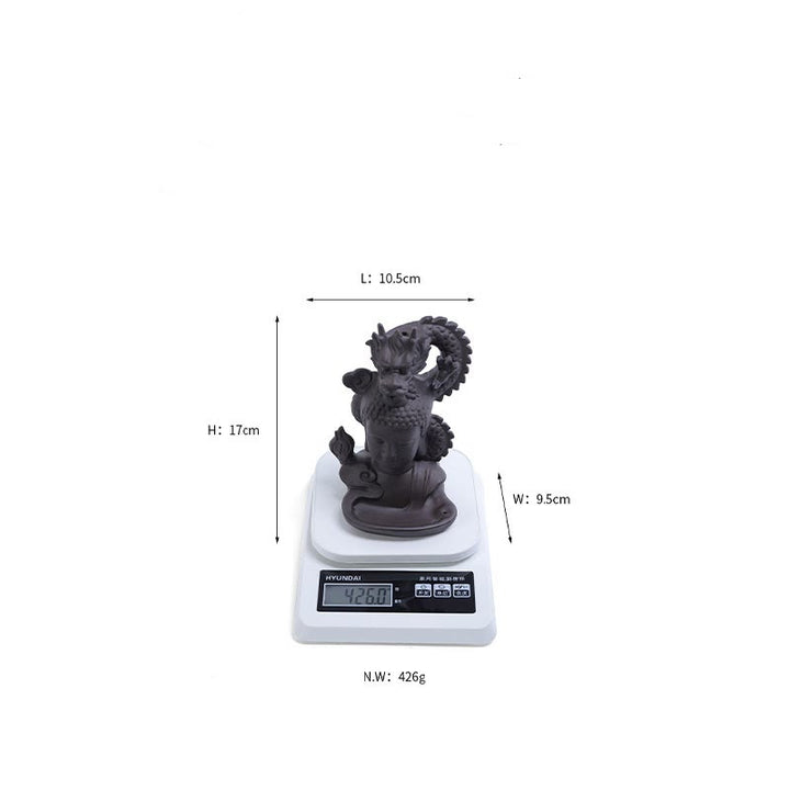 Buddha Stones, dragón, Buda, nubes propicias, arcilla púrpura, decoración de quemador de incienso curativo