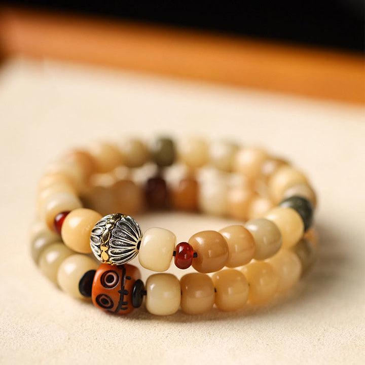 Buddha Stones Semilla Bodhi Natural El Señor del Bosque Cadáver Om Mani Padme Hum Pulsera de Sabiduría