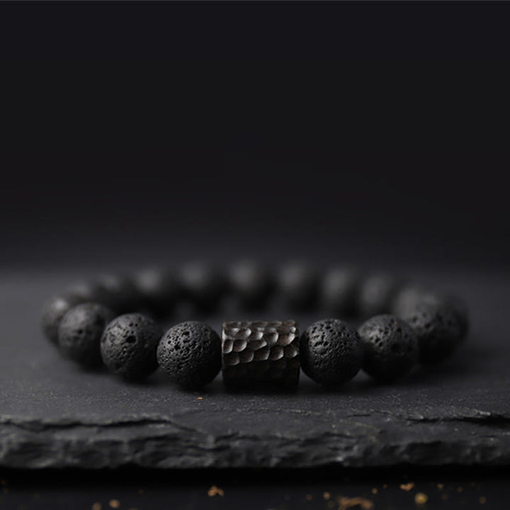 Pulsera curativa con soporte de ojo de tigre, madera de ébano, roca de lava , Buddha Stones