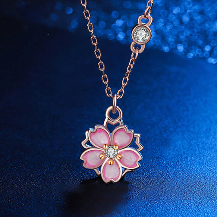 Colgante de plata de ley 925 con Buddha Stones , flor de cerezo, protección giratoria