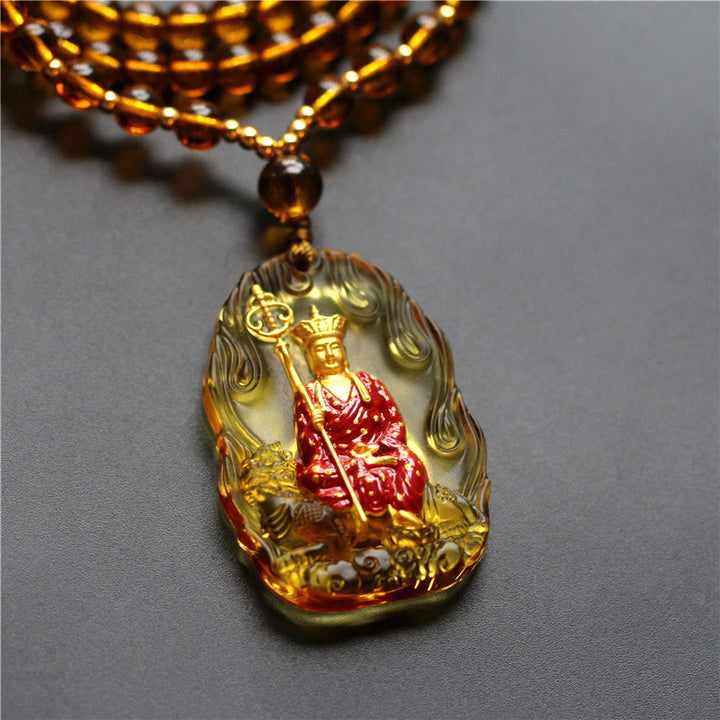 Collar con colgante de amuleto de compasión de cristal de Buda Liuli de Buddha Stones Ksitigarbha - Ksitigarbha amarillo - image 3