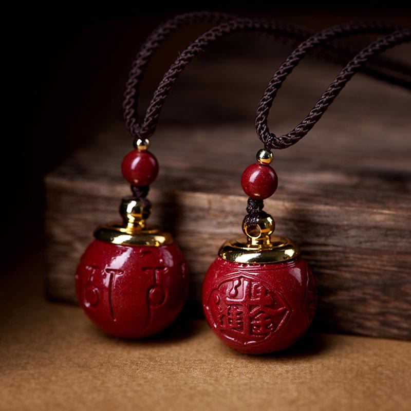Buddha Stones cinabrio Om Mani Padme Hum atraen la bendición de la fortuna colgante de collar de cuentas de la suerte