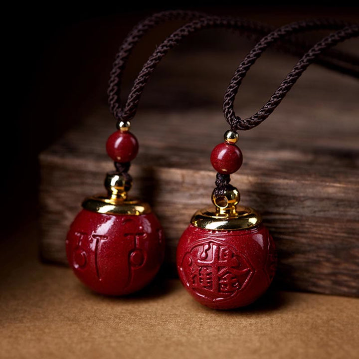 Buddha Stones cinabrio Om Mani Padme Hum atraen la bendición de la fortuna colgante de collar de cuentas de la suerte