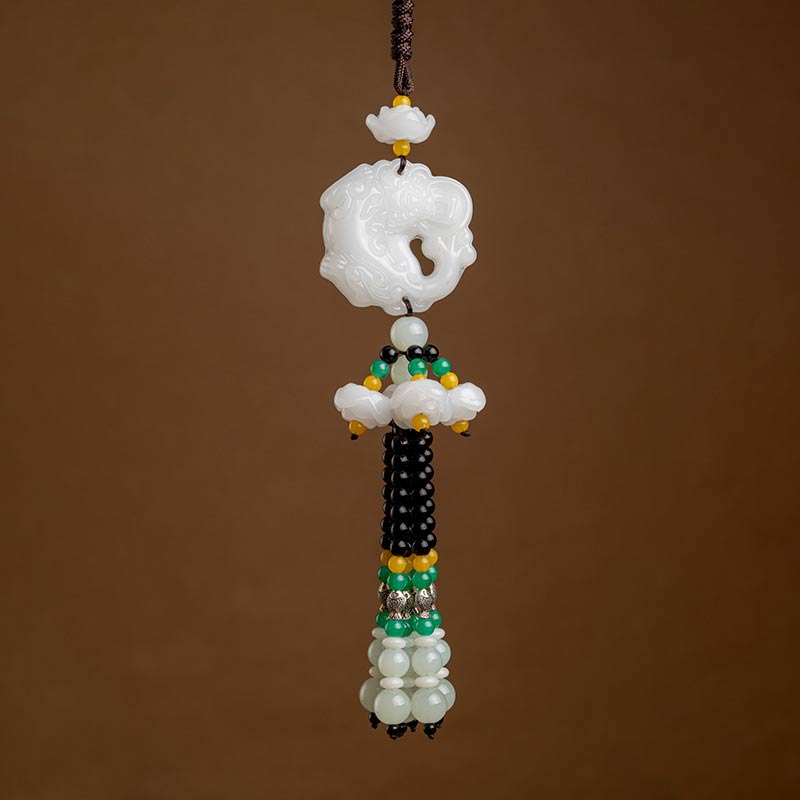 Buddha Stones FengShui Jade PiXiu bendición coche colgante decoración