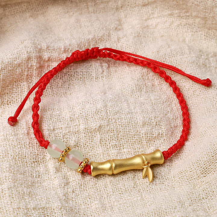 Pulsera trenzada de fuerza de la suerte con diseño de bambú de Buddha Stones
