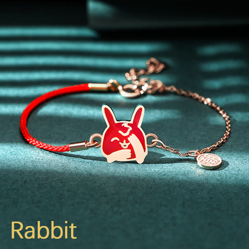 Pulsera de cadena de hilo rojo con protección de la suerte del zodiaco chino que cambia de color de Plata de Ley 925 con Buddha Stones - Conejo (circunferencia de muñeca 14-15 cm) - image 16