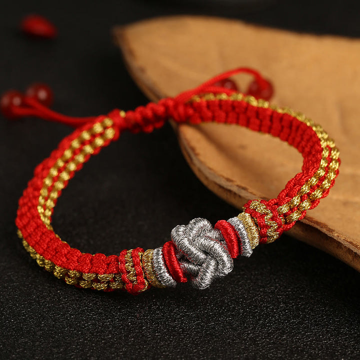 Pulsera hecha a mano con Buddha Stones, cuerda colorida, nudo de amor verdadero, suerte