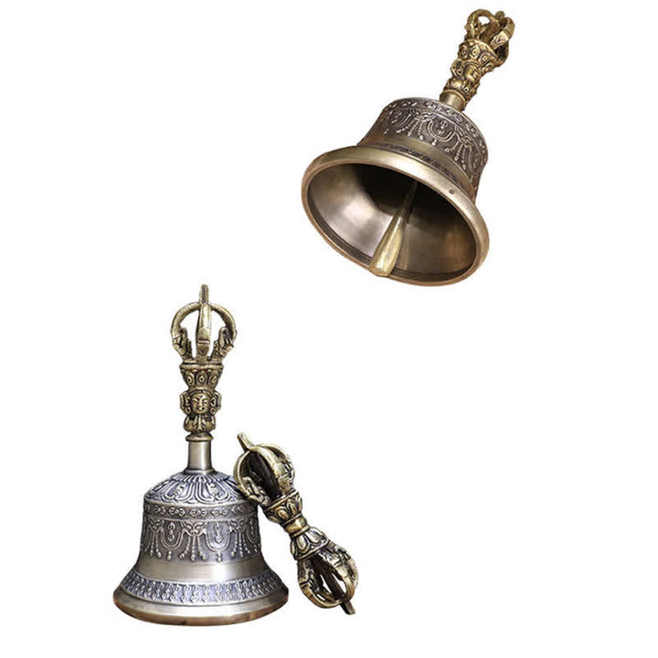 Campana de meditación tibetana y juego de decoración de iluminación de cobre Vajra Dorje