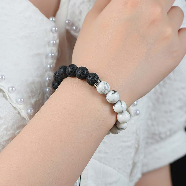 Pulsera de protección de piedra de lava Yin Yang de Buddha Stones