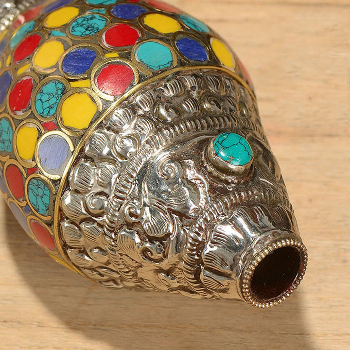 Concha tibetana hecha a mano Natural Shankha colorida concha marina riqueza decoración del hogar