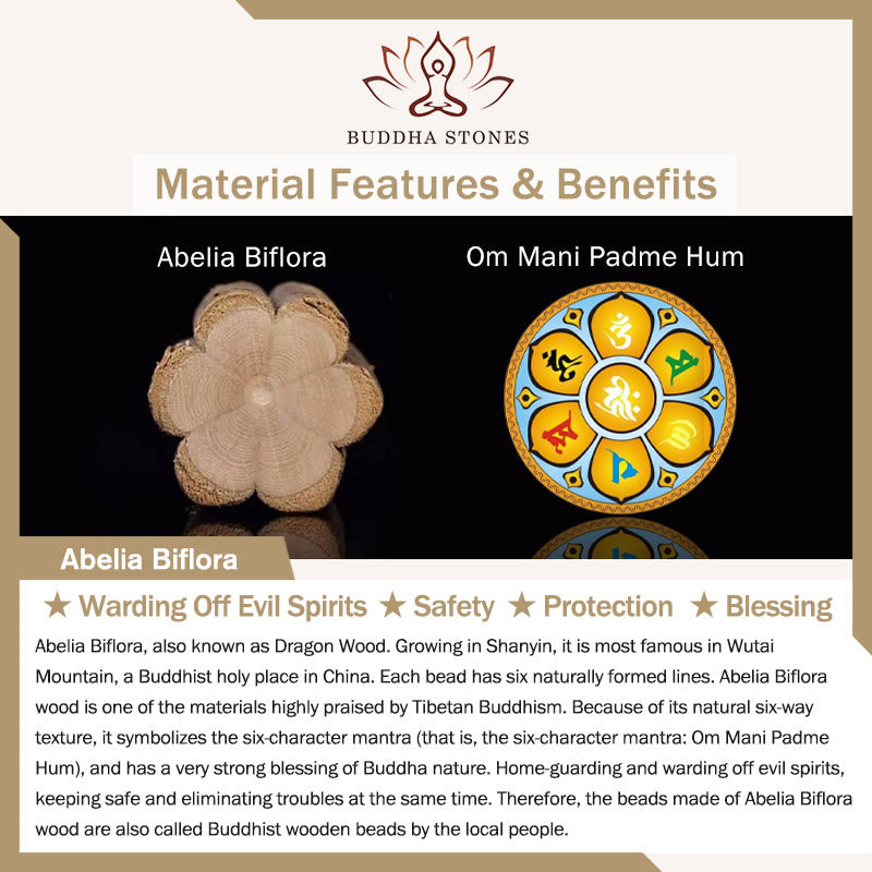 Buddha Stones Natural Abelia Biflora Madera Bendición Muñeca Mala