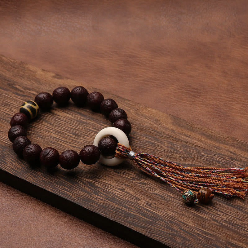 Cuenta de ágata de semilla de Bodhi tibetana, abalorio de borla de suerte y riqueza, Mala para muñeca