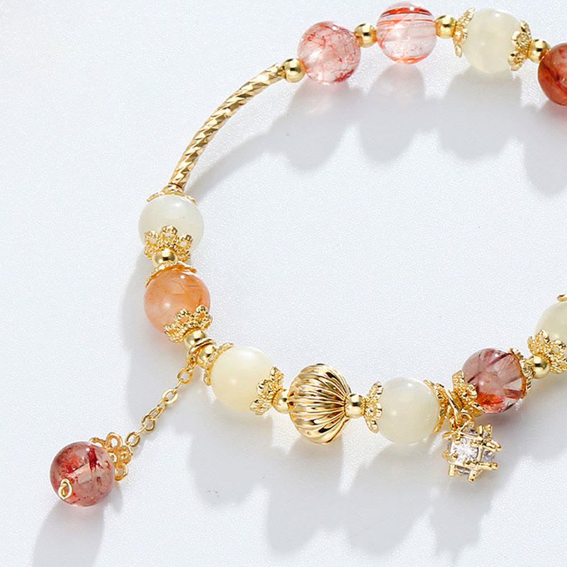 Pulsera de cuentas auspiciosas con circonita y ojo de gato de cuarzo rutilado colorido - image 8