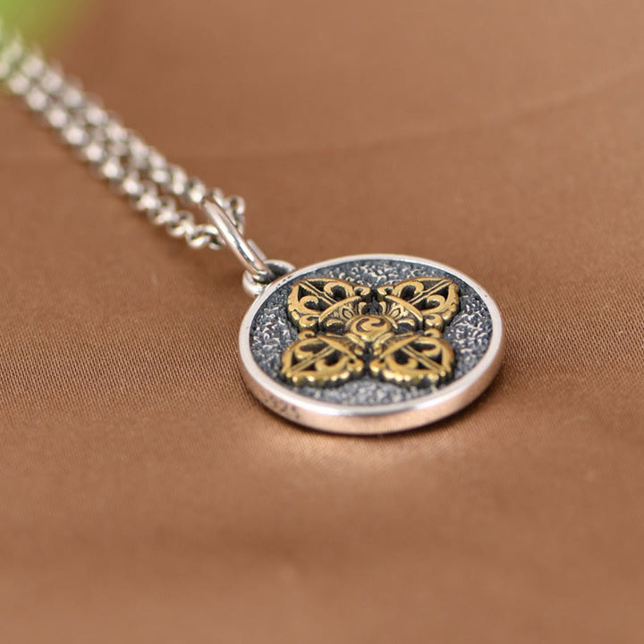 Colgante de plata de ley 925 con Buddha Stones , doble Dorje Vajra, bendición