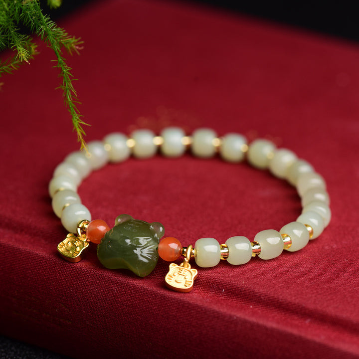 Pulsera de la abundancia de jade del tigre de la suerte del zodíaco chino