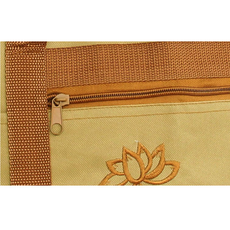 Bolsa de hombro de lona con patrón de bordado de loto para práctica de la mente espiritual