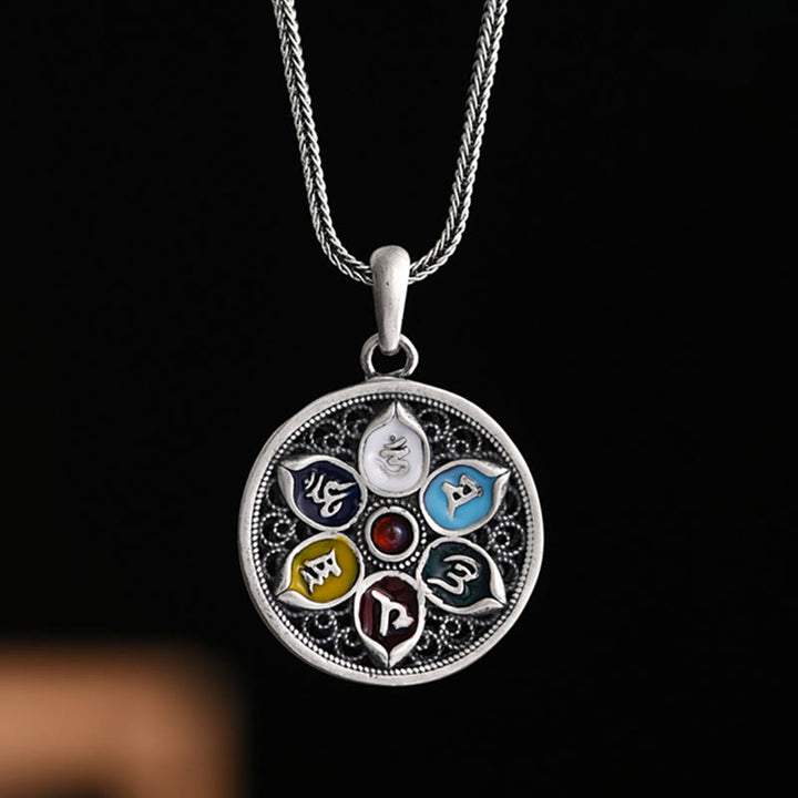 Collar con colgante de pureza de Om Mani Padme Hum tibetano con Buddha Stones - Om Mani Padme Hum (Amor ♥ Enfoque) - image 0