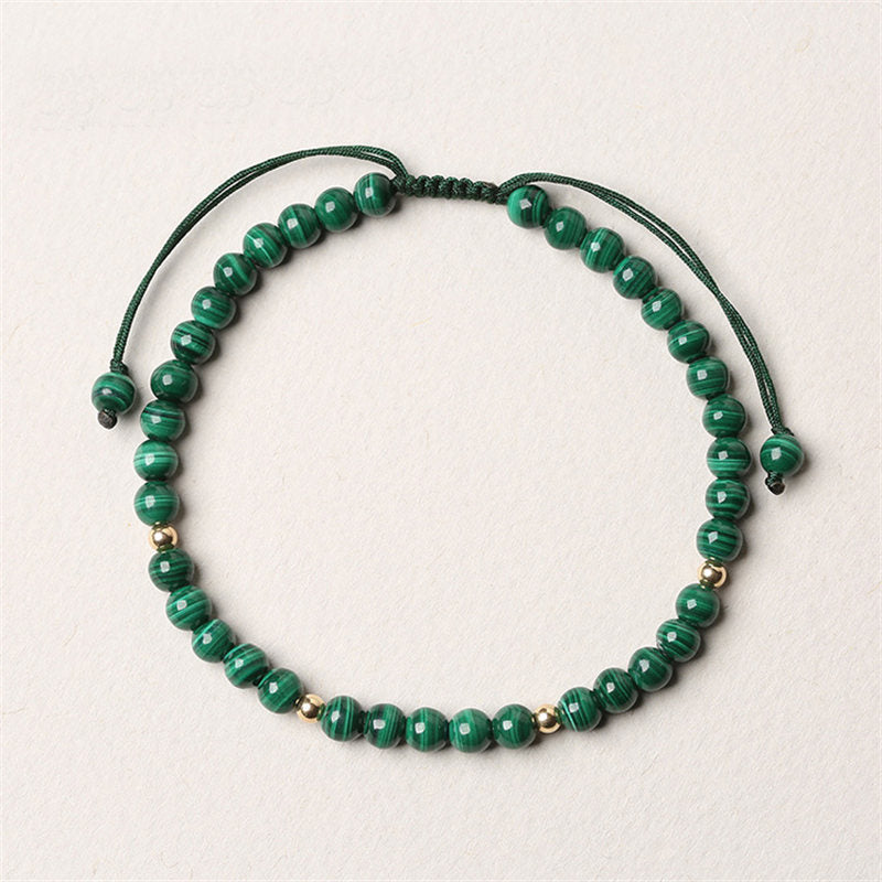 Pulsera de hilo de calma y protección de malaquita natural con Buddha Stones