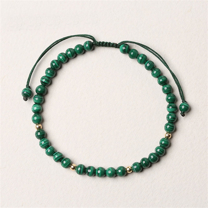 Pulsera de hilo de calma y protección de malaquita natural con Buddha Stones