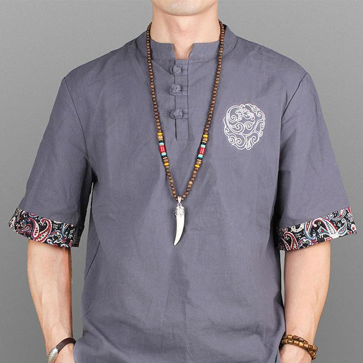 Colgante de collar de meditación de protección estilo cuerno de piedra turquesa de madera de wengué - image 10