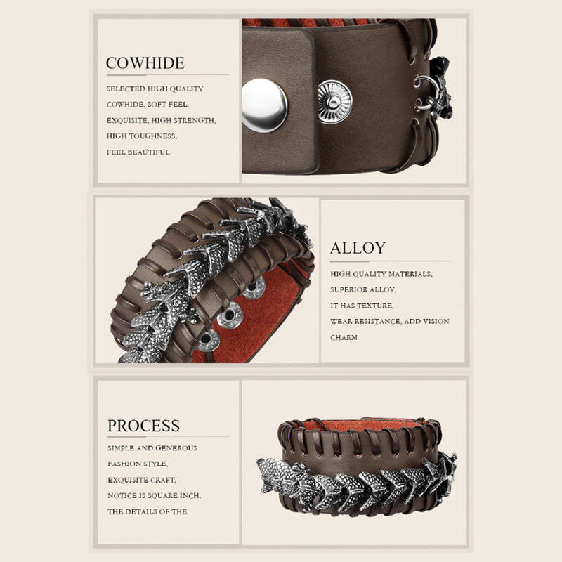 Pulsera de tejido de protección de cuero de dragón