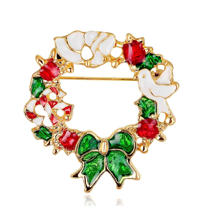 Broche navideño de cristal con diamantes de imitación multicolores