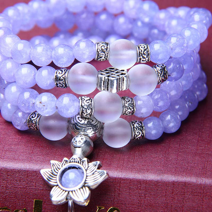 Pulsera de fuerza con cuentas de jaspe morado y Buddha Stones Mala