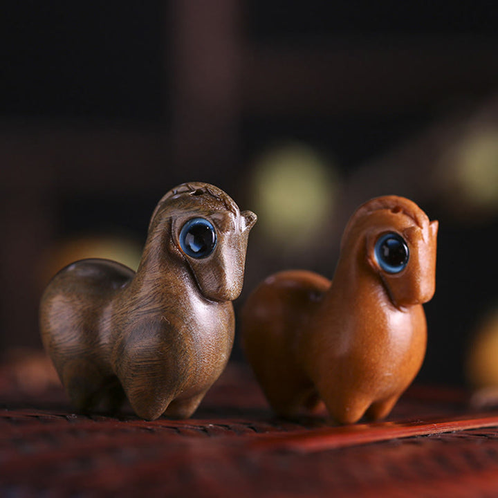 Buddha Stones, hoja pequeña, sándalo rojo, sándalo verde, Mini decoración de protección de caballo de la suerte