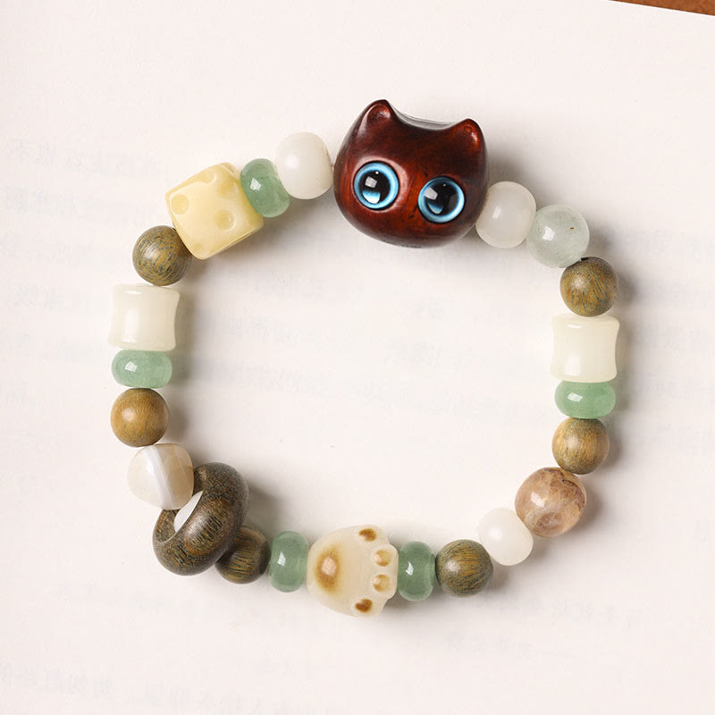 Buddha Stones, semillas de Bodhi, sándalo verde, madera de ébano, hoja pequeña, sándalo rojo, cabeza de gato, garra de pata, pulsera de la paz - image 12