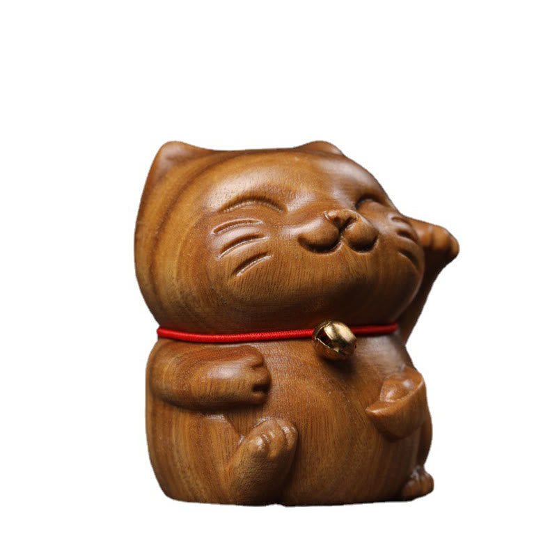 Buddha Stones Sándalo Verde Pequeño Mini Lindo Gato de la Suerte Decoraciones de Paz - image 17