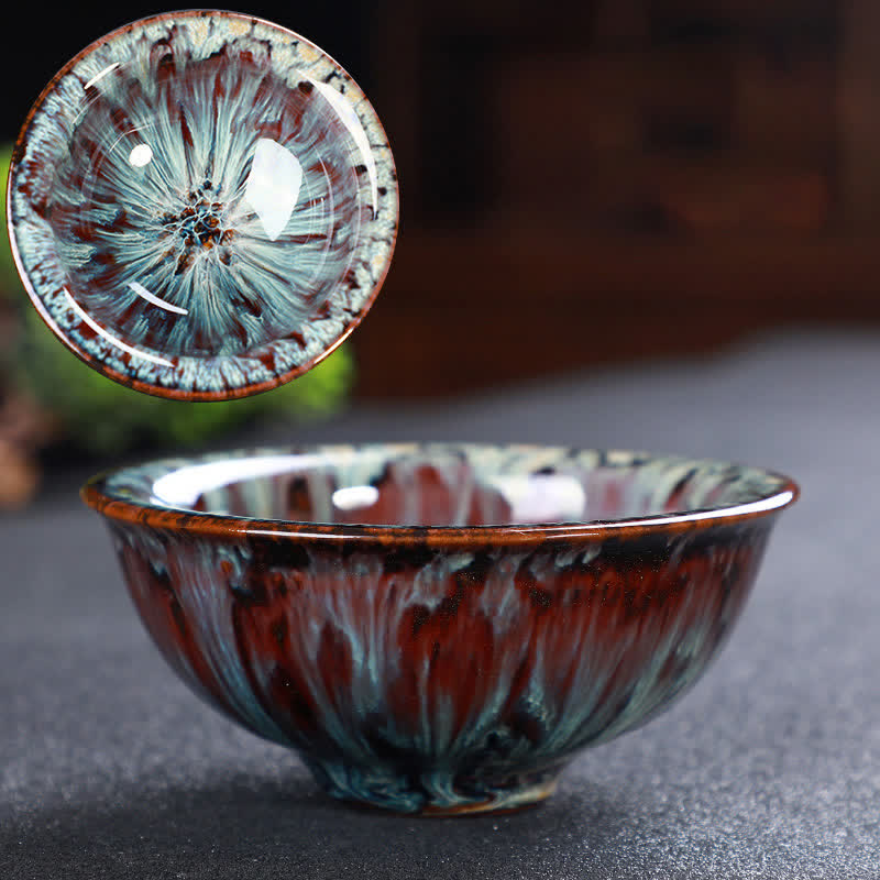 Tazas de té de cerámica coloridas con Buddha Stones para el hogar y la oficina