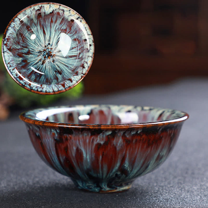 Tazas de té de cerámica coloridas con Buddha Stones para el hogar y la oficina