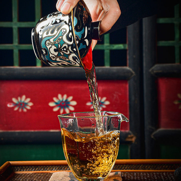 Taza de té de cerámica con diseño de máscara de Ópera de Pekín, Buddha Stones , Gaiwan Sancai, taza de té de Kung Fu y platillo con tapa, tetera
