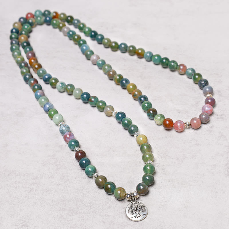 Buddha Stones 108 cuentas de Mala ágata india loto OM Buda Árbol de la vida pulsera de calma positiva - Árbol de la vida (Creación ♥ Unidad) - image 6