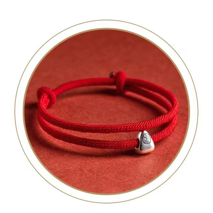 Pulsera trenzada hecha a mano con bendición de personaje Fu de plata de ley 925 con Buddha Stones - image 12