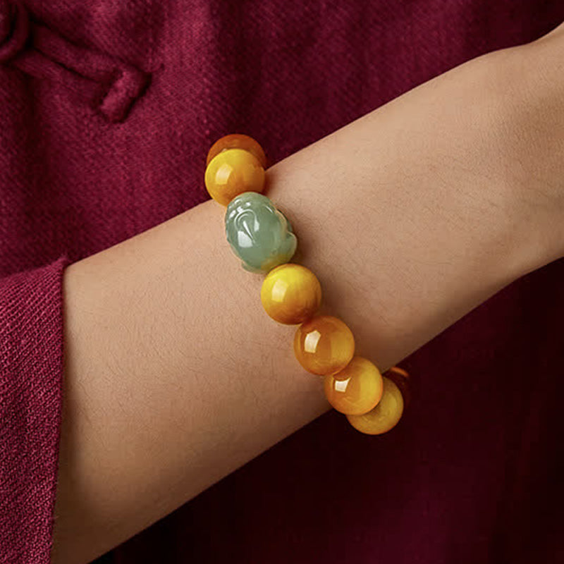 Pulsera de protección de jade Pixiu, ojo de tigre, Buda natal del zodiaco chino