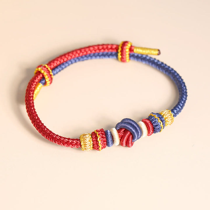 Pulsera de conexión de suerte con nudo de paz de ocho hilos hecha a mano con cuerda de dos colores con Buddha Stones