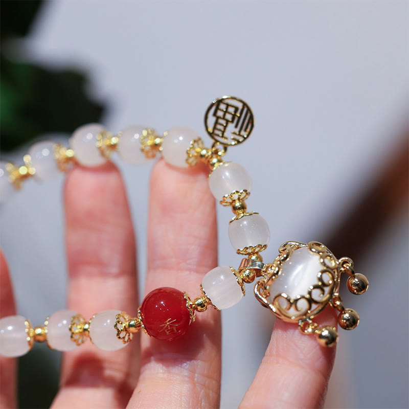 Pulsera de bendición de personaje Fu con dije de cerradura china de molino de Buddha Stones