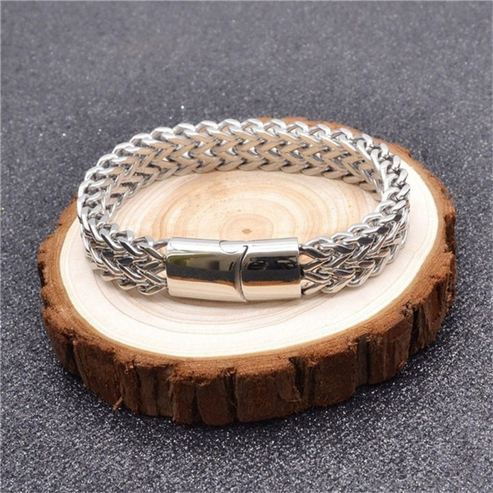 Brazalete de pulsera de equilibrio de acero de titanio con hebilla magnética de escamas de pescado de Buddha Stones