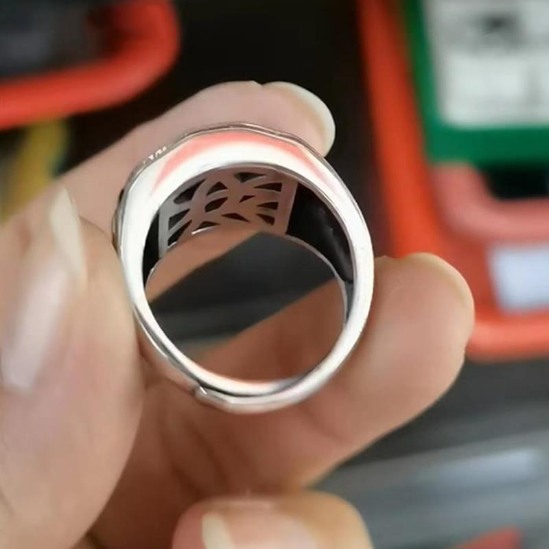 Anillo ajustable de protección tallada con diseño sánscrito de plata de ley 925 con Buddha Stones - image 20