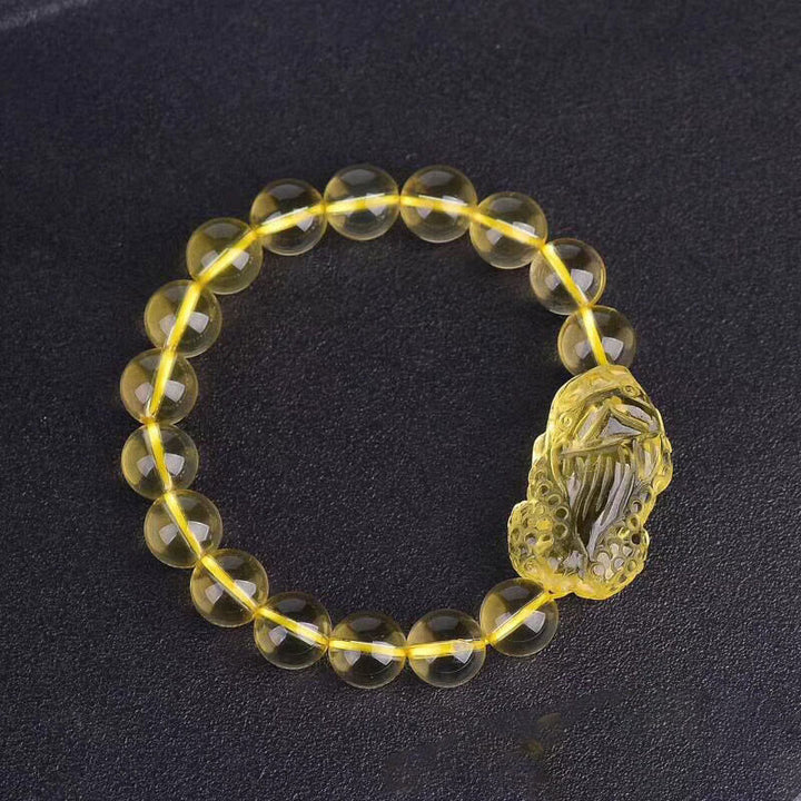 Pulsera elástica de citrino natural Pi Xiu