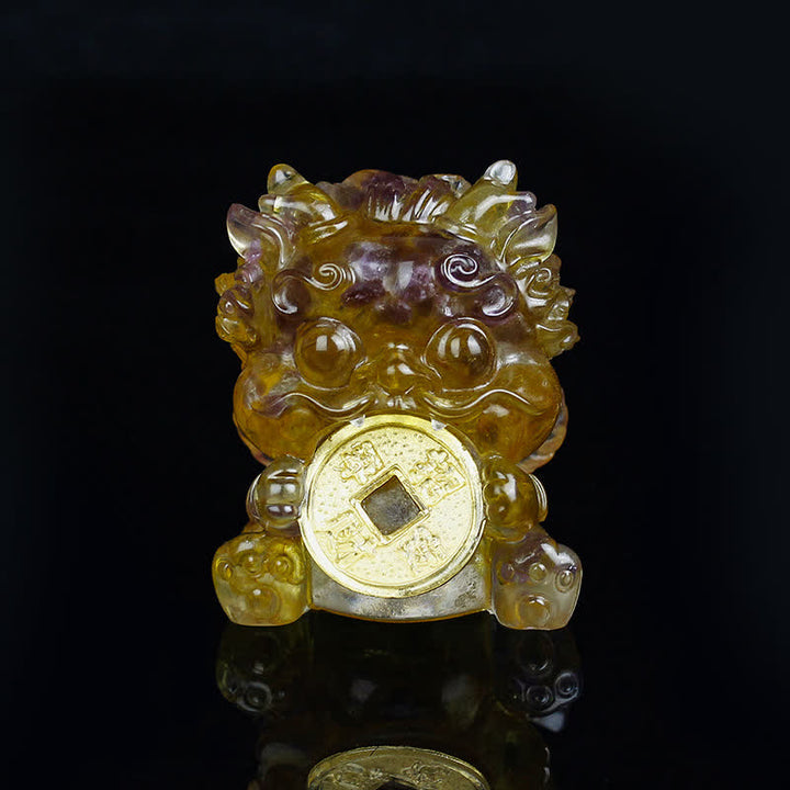 Buddha Stones hechas a mano, moneda de oro PiXiu, cristal Fengshui, energía, fortuna, decoración del hogar