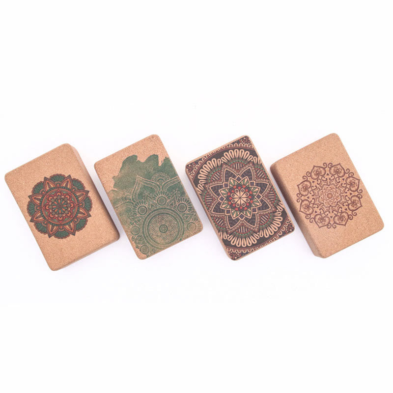 Bloque de corcho de yoga consciente con mandala tibetana de Buddha Stones