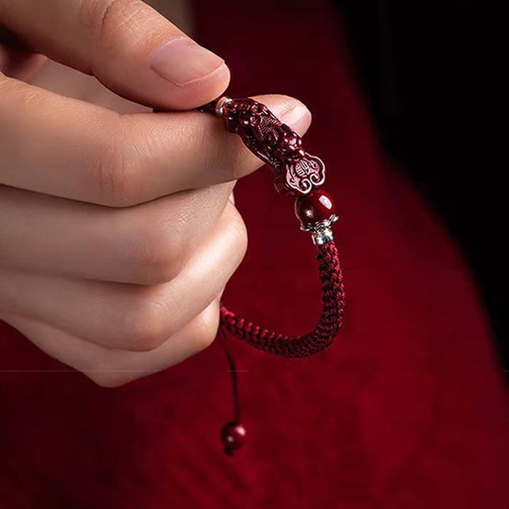 Pulsera trenzada de cinabrio PiXiu hecha a mano con Buddha Stones - image 18